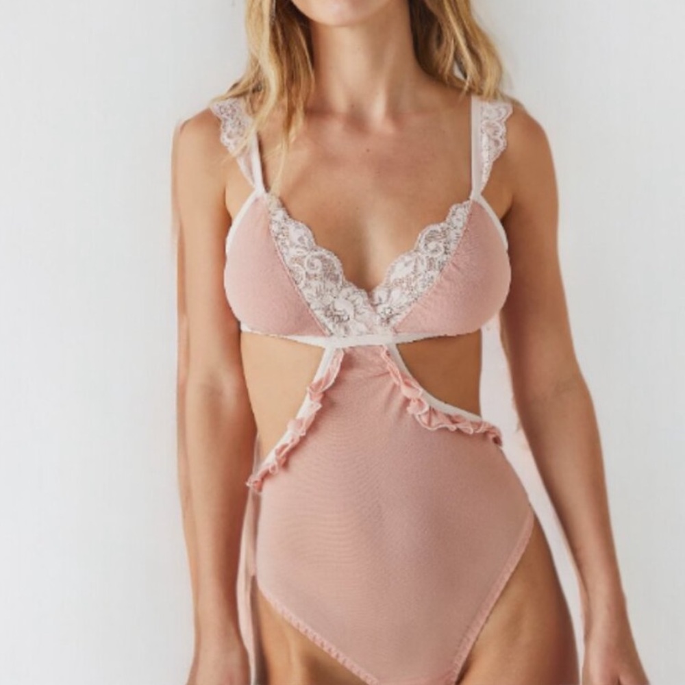 NWT we are hah free people key to your heart bodysuit womens pink - Picture 3 of 12